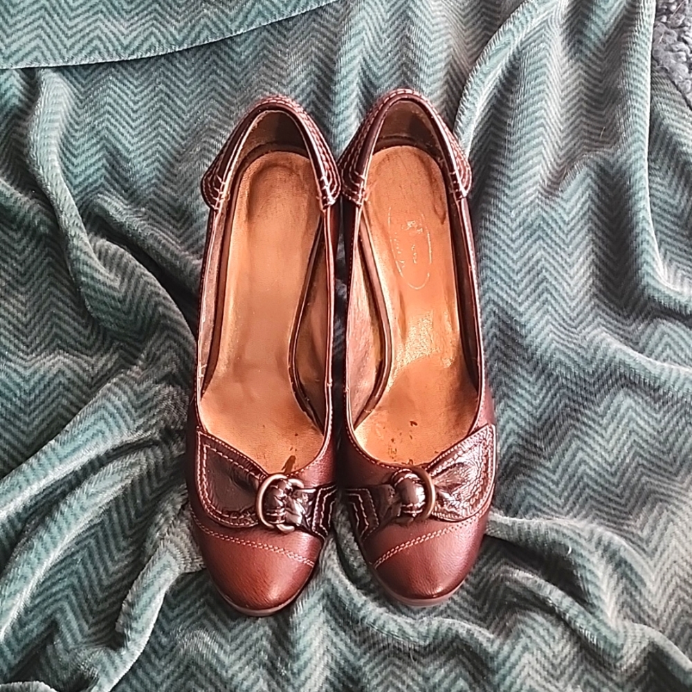 Brown's brown leather heels fall/winter shoes